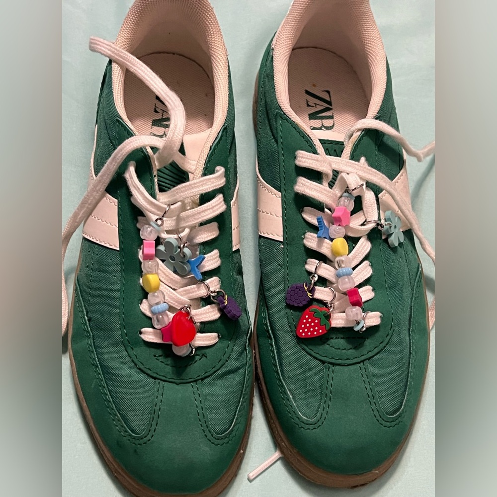 Zara Green and White Sneakers